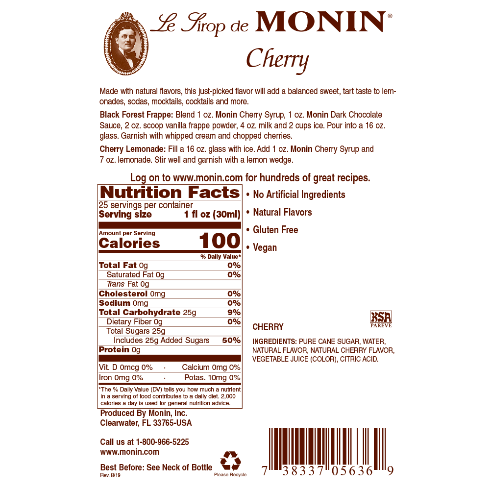 Monin Cherry Syrup | Lakes Coffee, LLC | Wholesale
