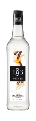 1883 Eggnog is clear with an egg and cinnamon stick and a milky white liquid on the label 