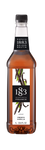 1883 French Vanilla syrup is light brown with vanilla beans and green leaves one the label 