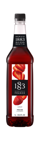 1883 Strawberry  is bright red with colorful red strawberries on the label