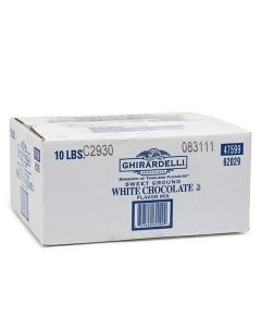 a ten pound box of Ghirardelli Sweet Ground White Chocolate Powder