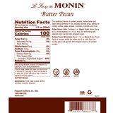 a brown and white Monin butter pecan nutrition label
