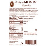 a Monin pistachio syrup nutrition label