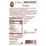 a Monin praline nutrition lable