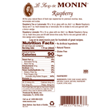 a Monin raspberry nutrition label