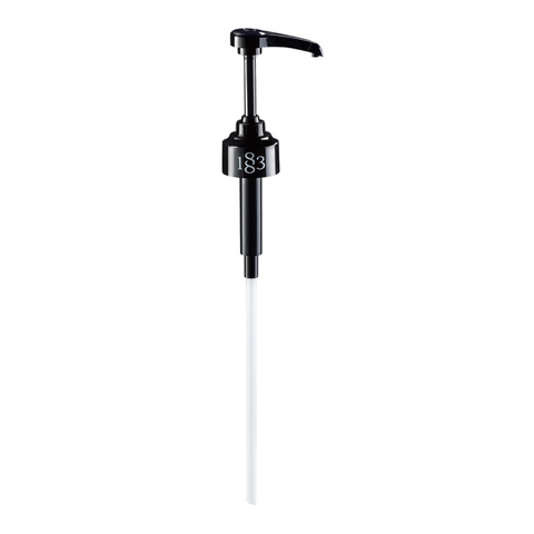 a black 1883 syrup pumps with white 1883 numbers on the pump
