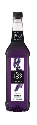 1883 Lavender is a vivid purple color with purple lavender flowers on the label 