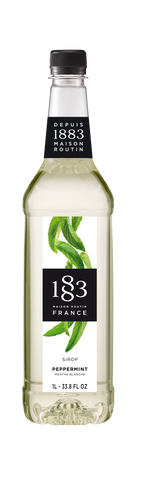 1883 Peppermint syrup is almost clear but there is a hint of green undertone with green mint leaves on the label