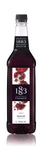 1883 Pomegranate is deep red in color with deep red and white fruit pieces on the label