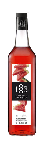 1883 Watermelon is a deep pink almost a red color with slices of fresh cut watermelon on the label