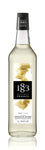 1883 White Chocolate syrup is a creamy white color and has light yellow white chocolate squares on the label 