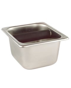 a stainless steel knock box this is a key barista tool