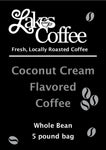 Lakes Coffee Coconut Cream coffee label a black label with creamy off-white colors