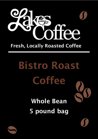 Coffee Lakes Bistro Roast Whole Bean 5# Bag