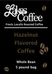 hazelnut flavored coffee label black with and tan letters 