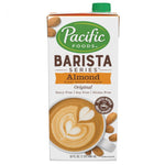 a 32 ounce carton of barista almond milk with their logo