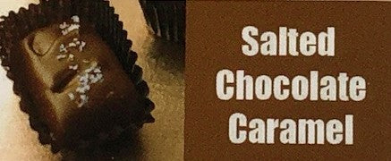 a lakes coffee salted chocolate caramel cappuccino label in dark brown 