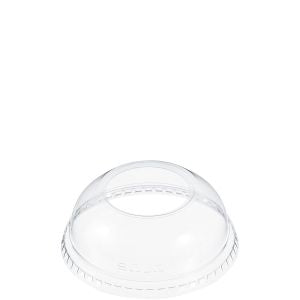 clear domed lid with a 2 inch round hole on the top 